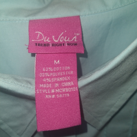 Du Jour powder baby blue long sleeve shirt vertical ruffle button up button cuff - Picture 2 of 6